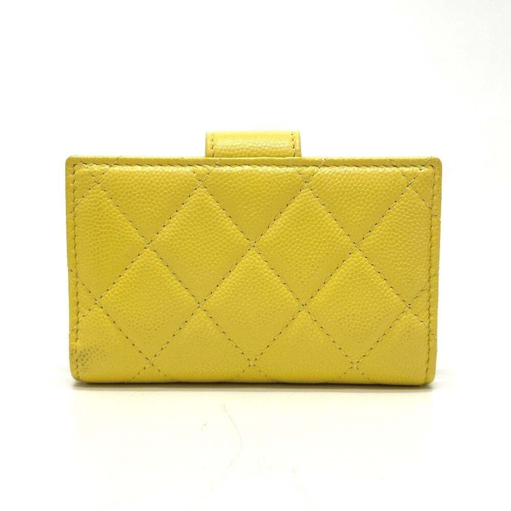 CHANEL Authentic Yellow Caviar Leather Logo Wallet - Picture 2 of 16
